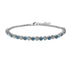 Evil Eye Cubic Zirconia Bracelet, Sterling Silver