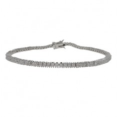 Square Cubic Zirconia Tennis Bracelet, Sterling Silver