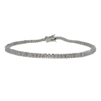 Square Cubic Zirconia Tennis Bracelet, Sterling Silver