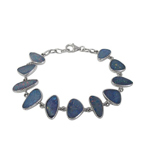 Free Form Australian Opal Bracelet, Sterling Silver