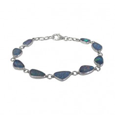 Free Form Australian Opal Bracelet, Sterling Silver