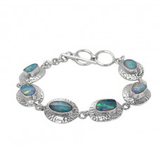 Free Form Australian Opal Bracelet, Sterling Silver