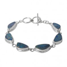 Free Form Australian Opal Bracelet, Sterling Silver