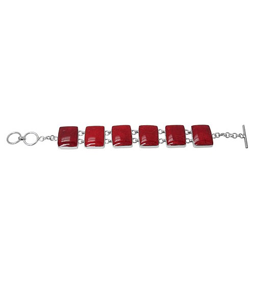 Rectangular Sponge Coral Bracelet, Sterling Silver