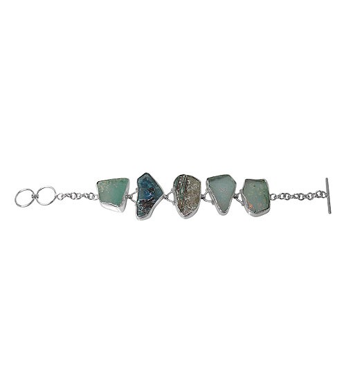 Free Form Roman Glass Bracelet, Sterling Silver