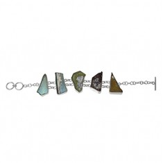 Free Form Roman Glass Bracelet, Sterling Silver