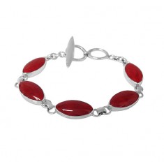 Marquise Sponge Coral Bracelet, Sterling Silver