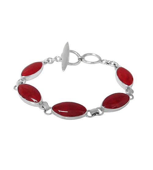 Marquise Sponge Coral Bracelet, Sterling Silver