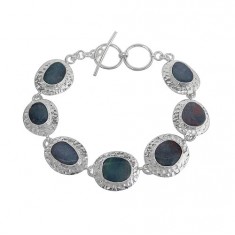 Free Form Australian Opal Bracelet, Sterling Silver