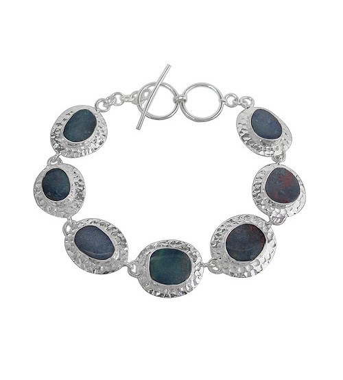 Free Form Australian Opal Bracelet, Sterling Silver