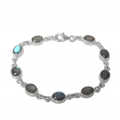 Oval Labradorite Bracelet, Sterling Silver