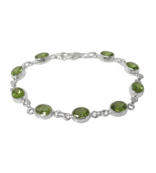 Oval Peridot Bracelet, Sterling Silver