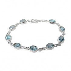 Oval Blue Topaz Bracelet, Sterling Silver