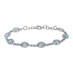 Oval Blue Topaz Bracelet, Sterling Silver