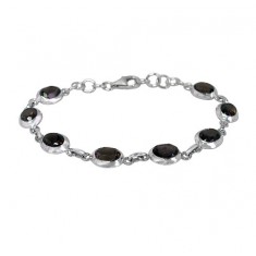 Oval Smoky Quartz Bracelet, Sterling Silver