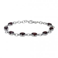 Oval Garnet Bracelet, Sterling Silver