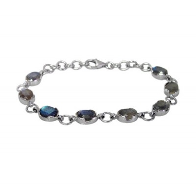 Oval Labradorite Bracelet, Sterling Silver