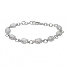 Oval Rainbow Moonstone Bracelet, Sterling Silver