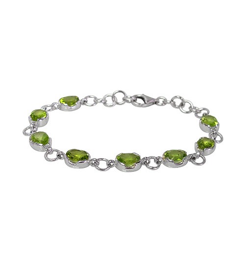 Oval Peridot Bracelet, Sterling Silver