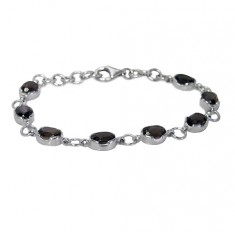 Oval Smoky Quartz Bracelet, Sterling Silver