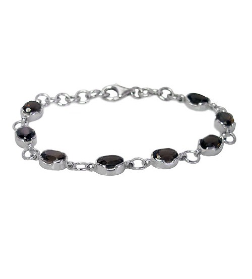 Oval Smoky Quartz Bracelet, Sterling Silver