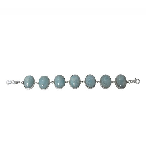 Oval Aquamarine Bracelet, Sterling Silver
