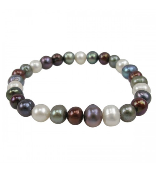 Multi Colour Pearl Elastic Bracelet