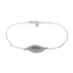 Evil Eye Cubic Zirconia Bracelet, Sterling Silver