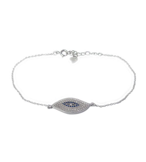 Evil Eye Cubic Zirconia Bracelet, Sterling Silver