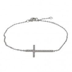 Cubic Zirconia Cross Bracelet, Sterling Silver