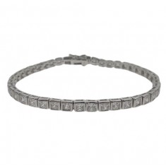 Square Cubic Zirconia Tennis Bracelet, Sterling Silver