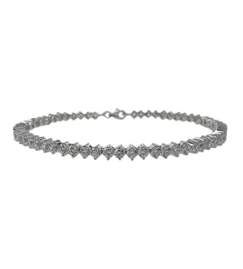 Cubic Zirconia Tennis Bracelet, Sterling Silver