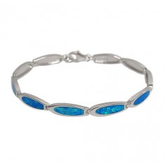 Oval Emulated Opal Bracelet, Sterling Silver