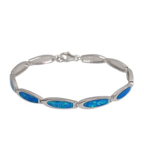 Oval Emulated Opal Bracelet, Sterling Silver