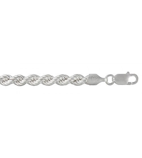 5mm Twisted Hollow Rope Chain - 8 - 30 Length, Sterling Silver