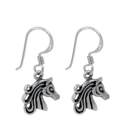 Horse Head Dangle Earring, Sterling Silver