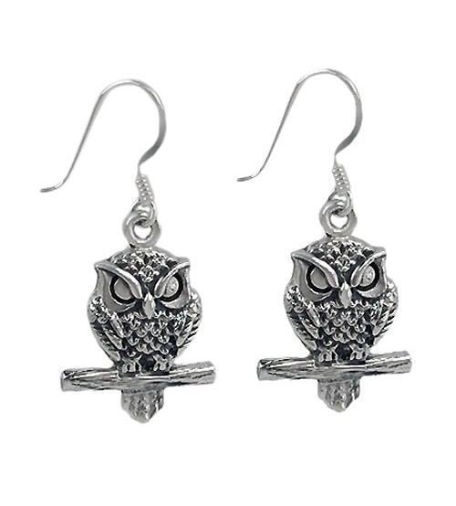 Owl Dangle Earring, Sterling Silver