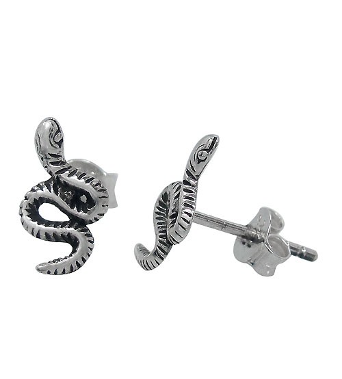 Snake Stud Earring, Sterling Silver