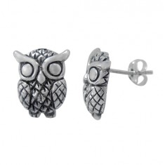 Owl Stud Earring, Sterling Silver