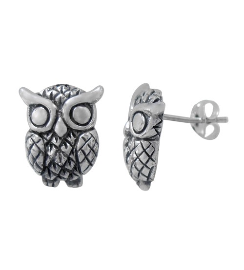 Owl Stud Earring, Sterling Silver