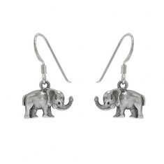 Elephant Dangle Earring, Sterling Silver