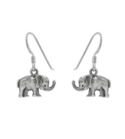 Elephant Dangle Earring, Sterling Silver