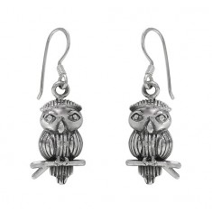 Owl Dangle Earring, Sterling Silver