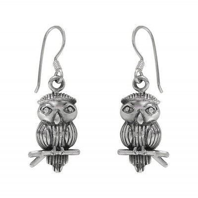 Owl Dangle Earring, Sterling Silver