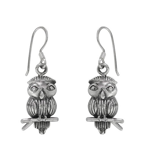 Owl Dangle Earring, Sterling Silver