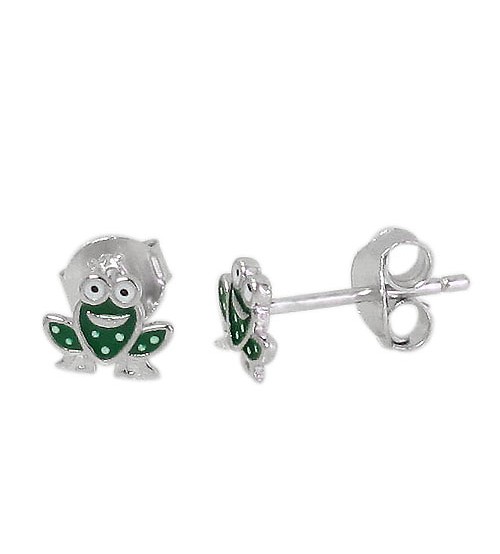 Frog Stud Earring, Sterling Silver