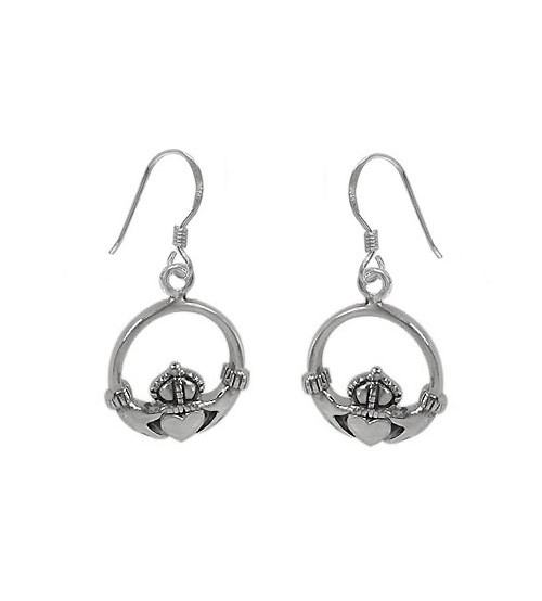 Claddagh Dangle Earrings, Sterling Silver