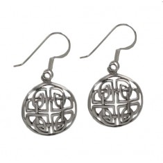 Round Celtic Knot Dangle Earrings, Sterling Silver