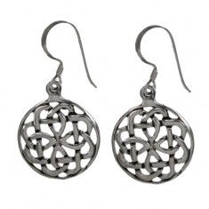 Round Celtic Knot Dangle Earrings, Sterling Silver