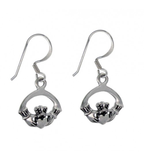 Claddagh Dangle Earrings, Sterling Silver